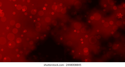 Dark Orange vector texture with circles, stars. Abstract illustration with colorful shapes of circles, stars. Design for wallpaper, fabric makers.