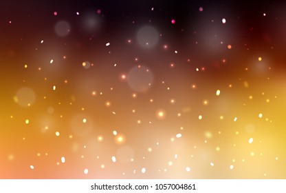 Dark Orange vector texture with colored snowflakes. Modern geometrical abstract illustration with crystals of ice. The pattern can be used for new year ad, booklets.