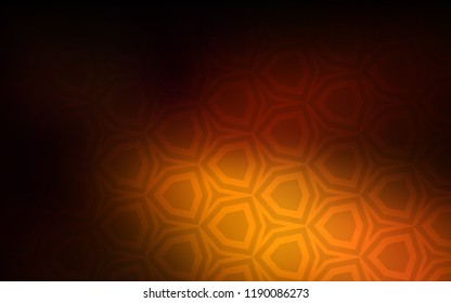 Dark Orange vector texture with colorful hexagons. Illustration of colored hexagons on blur surface. Design for website posters, banners.