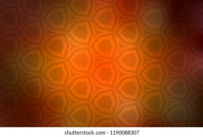 Dark Orange vector texture with colorful hexagons. Illustration of colored hexagons on blur surface. Design for website posters, banners.