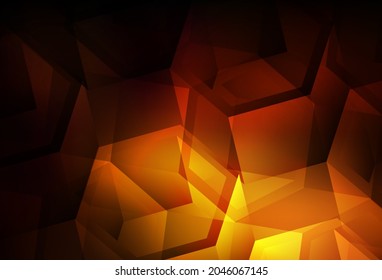 Textura vectorial de color naranja oscuro con hexágonos coloridos. Ilustración con un conjunto de hexágonos coloridos. Patrón para las páginas de aterrizaje.
