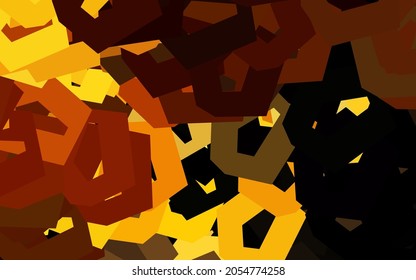 Dark Orange vector texture with colorful hexagons. Illustration of colored hexagons on blur surface. Pattern for ads, leaflets.