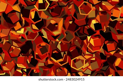 Textura de Vector naranja oscuro con hexágonos de colores. Ilustración de hexágonos coloreados en superficie borrosa. Patrón para anuncios, folletos.