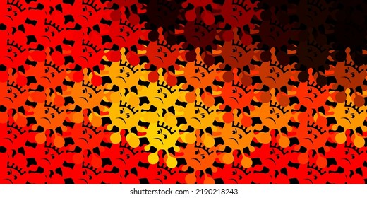 Dark orange vector texture with disease symbols. Simple design in abstract style with infection forms. Simple drawing against danger fever.