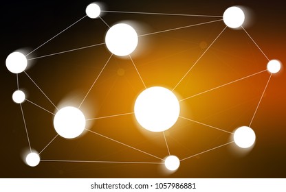 Dark Orange vector texture with disks, lines. Colorful illustration with circles and lines in futuristic style. Pattern can be used as texture of wallpapers.