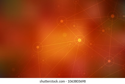 Dark Orange vector texture with disks, lines. Modern abstract colorful illustration with spheres and lines. Completely new template for your brand book.