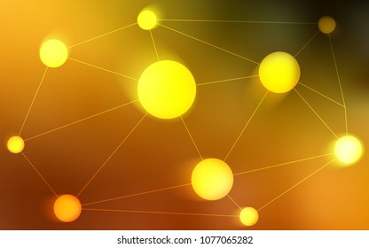 Dark Orange vector texture with disks, lines. Design with connection of dots and lines on colorful background. Pattern can be used for beautiful websites.