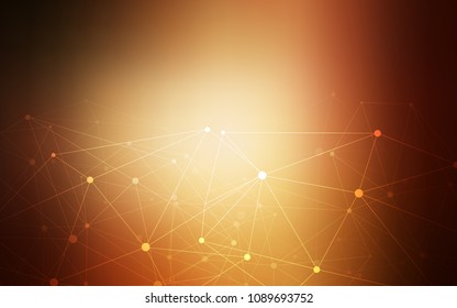 Dark Orange vector texture with disks, lines. Glitter abstract illustration with connection of triangle structure. Pattern can be used for beautiful websites.