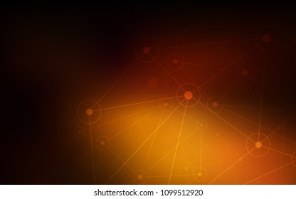 Dark Orange vector texture with disks, lines. Abstract illustration with colorful discs and triangles. Pattern can be used for ads, leaflets.