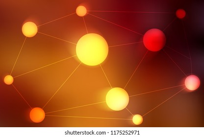Dark Orange vector texture with disks, lines. Glitter abstract illustration with connection of triangle structure. Pattern can be used as texture of wallpapers.