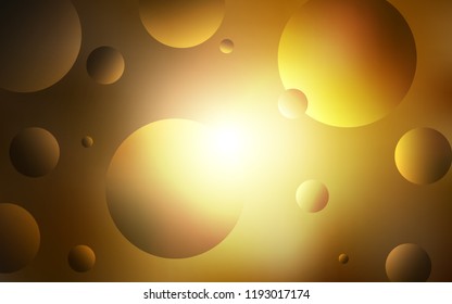 Dark Orange vector texture with disks. Blurred decorative design in abstract style with bubbles. Completely new template for your brand book.