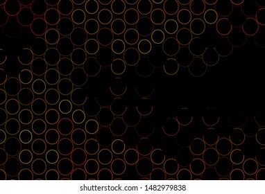 Dark Orange vector texture with disks. Blurred bubbles on abstract background with colorful gradient. Pattern of water, rain drops.