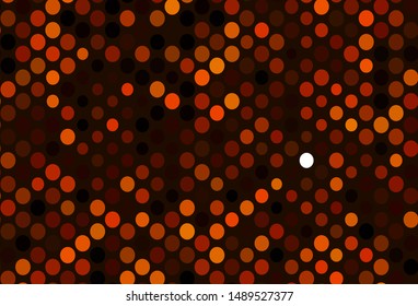 Dark Orange vector texture with disks. Blurred decorative design in abstract style with bubbles. Pattern of water, rain drops.