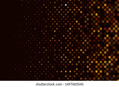 Dark Orange vector texture with disks. Glitter abstract illustration with blurred drops of rain. Design for posters, banners.
