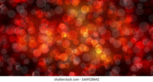 Dark Orange vector texture with disks. Abstract decorative design in gradient style with bubbles. Design for posters, banners.