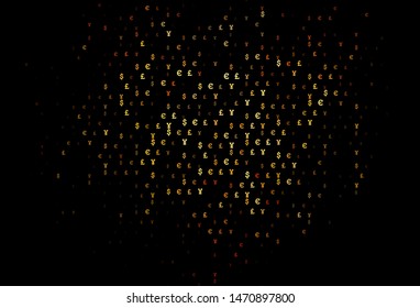 Dark Orange vector texture with financial symbols. Shining colored illustration with EUR, JPY, GBP signs. The pattern can be used for ad, booklets, leaflets of banks.