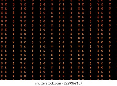 Dark orange vector texture with financial symbols. Shining colored illustration with dollar, USD, usa signs. Smart design for your business advert of economic, wealth.