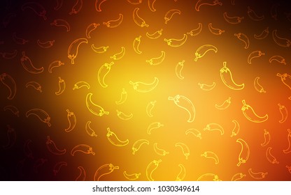 Dark Orange vector texture with hot peppers. peppers on blurred abstract background with colorful gradient. Template for meal cooking in kitchen.