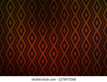 Dark Orange vector texture with lines, rhombuses. Colorful lines, squares on abstract background with gradient. Pattern for websites, landing pages.