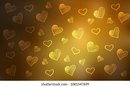 Dark Orange vector texture with lovely hearts. Illustration with hearts in love concept for valentine's day. Pattern for marriage gifts, congratulations.