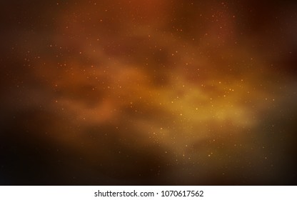 Dark Orange vector texture with milky way stars. Shining colored illustration with bright astronomical stars. Pattern for astrology websites.