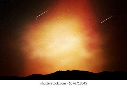 Dark Orange vector texture with milky way stars. Shining colored illustration with bright astronomical stars. Template for cosmic backgrounds.