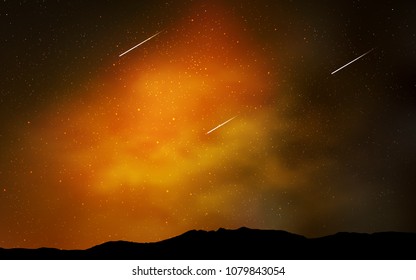 Dark Orange vector texture with milky way stars. Blurred decorative design in simple style with galaxy stars. Pattern for futuristic ad, booklets.