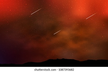 Dark Orange vector texture with milky way stars. Shining colored illustration with bright astronomical stars. Pattern for astronomy websites.