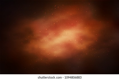 Dark Orange vector texture with milky way stars. Glitter abstract illustration with colorful cosmic stars. Pattern for futuristic ad, booklets.