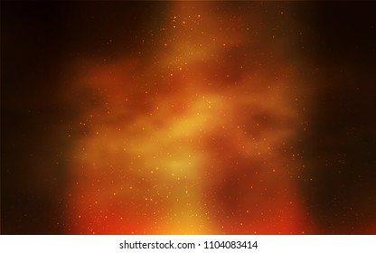 Dark Orange vector texture with milky way stars. Shining colored illustration with bright astronomical stars. Template for cosmic backgrounds.
