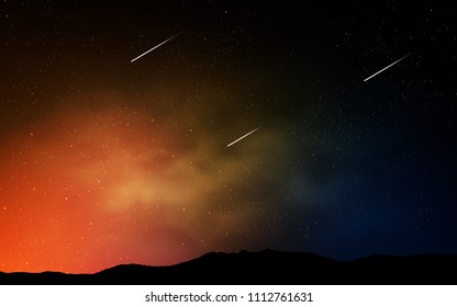 Dark Orange vector texture with milky way stars. Shining colored illustration with bright astronomical stars. Pattern for futuristic ad, booklets.