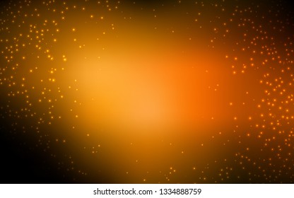 Dark Orange vector texture with milky way stars. Shining colored illustration with bright astronomical stars. Smart design for your business advert.