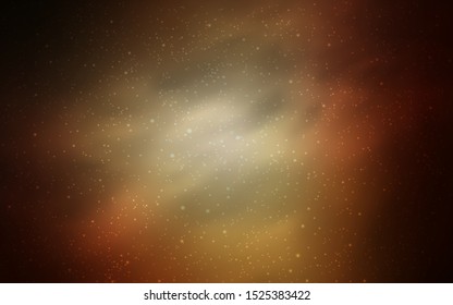 Dark Orange vector texture with milky way stars. Glitter abstract illustration with colorful cosmic stars. Best design for your ad, poster, banner.