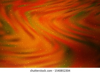 Dark Orange vector texture with milky way stars. Shining colored illustration with bright astronomical stars. Smart design for your business advert.