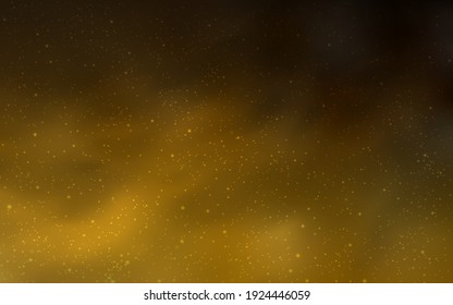 Dark Orange vector texture with milky way stars. Shining illustration with sky stars on abstract template. Pattern for futuristic ad, booklets.