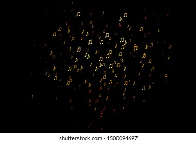 Dark Orange vector texture with musical notes. Isolated colorful music keys on abstract background. Pattern for festival leaflets.
