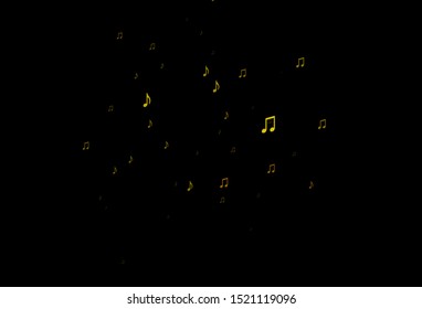 Dark Orange vector texture with musical notes. Abstract illustration with colorful symbols of melody. Modern design for wallpapers.