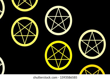 Dark Orange vector texture with religion symbols. Abstract illustration with gothic gradient shapes. Simple design for occult depiction.