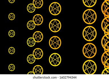 Dark Orange vector texture with religion symbols. Retro design in abstract style with witchcraft forms. Best design halloween events.