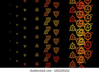 Dark Orange vector texture with religion symbols. Abstract illustration with gothic gradient shapes. Background for esoteric, mystic designs.