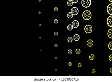 Textura vectorial naranja oscuro con símbolos religiosos. Ilustración abstracta con formas de degradado gótico. Diseño para eventos mágicos y espirituales.