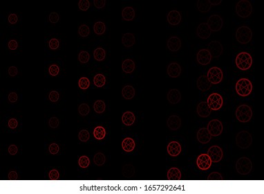 Dark Orange vector texture with religion symbols. Colorful vintage illustration with gradient alchemy shapes. Best design halloween events.
