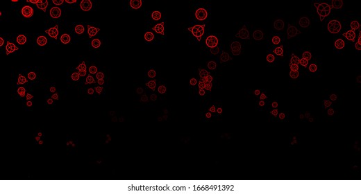 Dark Orange vector texture with religion symbols. Illustration with magical signs of spiritual power. Background for esoteric, mystic designs.