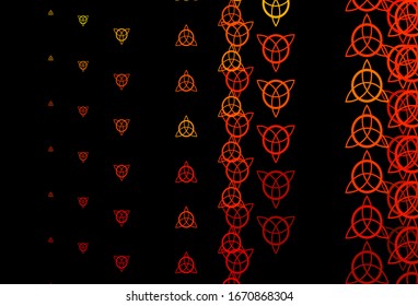 Dark Orange vector texture with religion symbols. Retro design in abstract style with witchcraft forms. Best design halloween events.