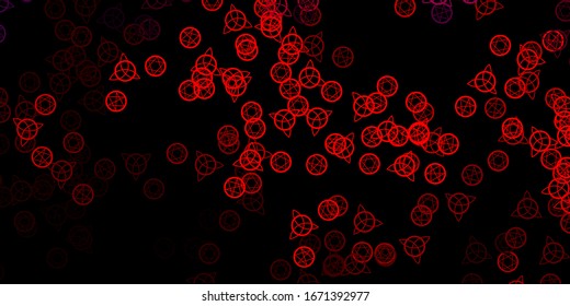 Dark Orange vector texture with religion symbols. Illustration with magical signs of spiritual power. Design for magic, spiritual events.