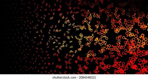 Dark Orange vector texture with religion symbols. Illustration with magical signs of spiritual power. Simple base for your occult design.