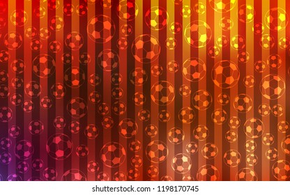 Dark Orange vector texture with soccer balls. Glitteral colorful illustration with abstract soccer balls. Design for posters, banners of sports competitions.