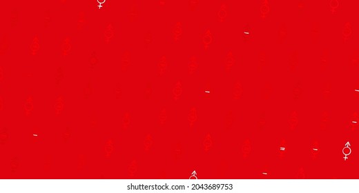 Dark Orange vector texture with women rights symbols. Illustration with signs of women strength and power. Elegant design for wallpapers.