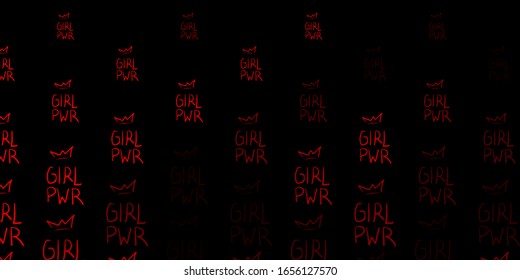Dark Orange vector texture with women's rights symbols. Illustration with signs of women's strength and power. Best design to show the power of women.