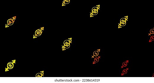 Textura vectorial de color naranja oscuro con símbolos de derechos de la mujer. Diseño simple en estilo abstracto con activismo por los derechos de las mujeres. Antecedentes del Día Internacional de la Mujer.